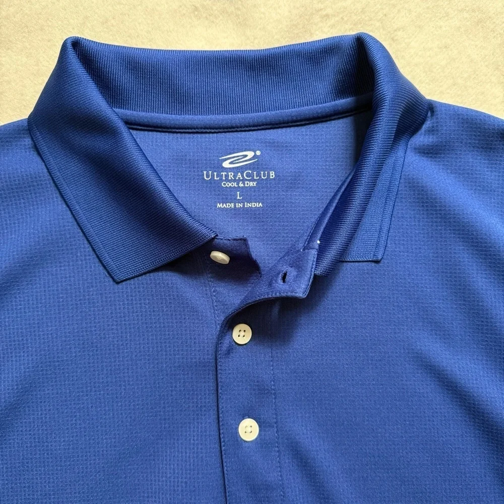 Men's Bright Blue Polo Shirt Size Large - Picture 3 of 9